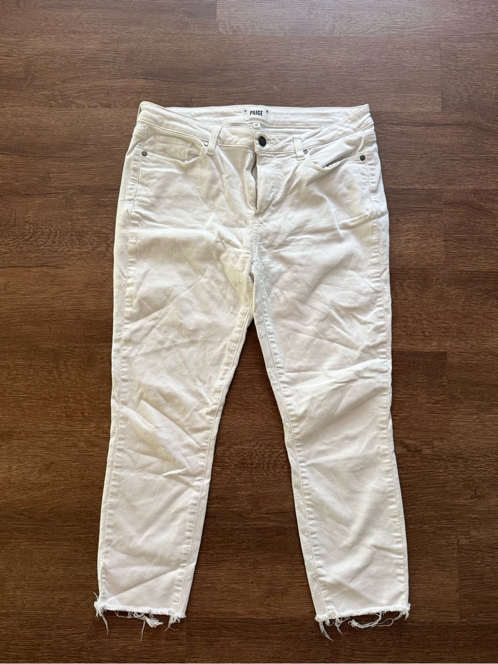 PAIGE White Cropped Raw-Hem Jeans